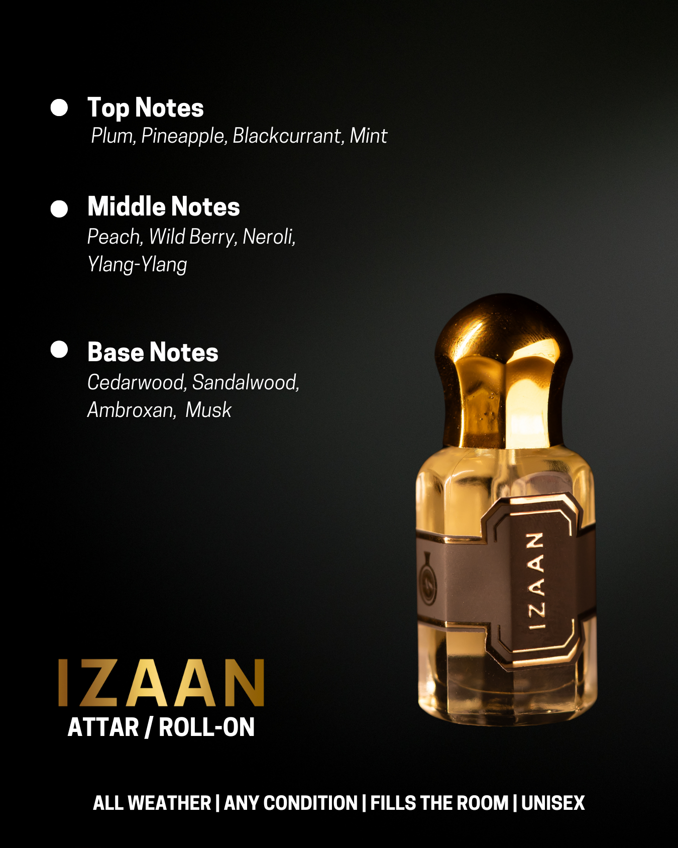 Izaan Premium Unisex Attar Roll-On and Dip-Stick | 100% Concentrated Non-Alcoholic Perfume Oil | Fruity Floral Woody Musky | Luxury Fragrance For Him & Her by Al Seef Perfumes