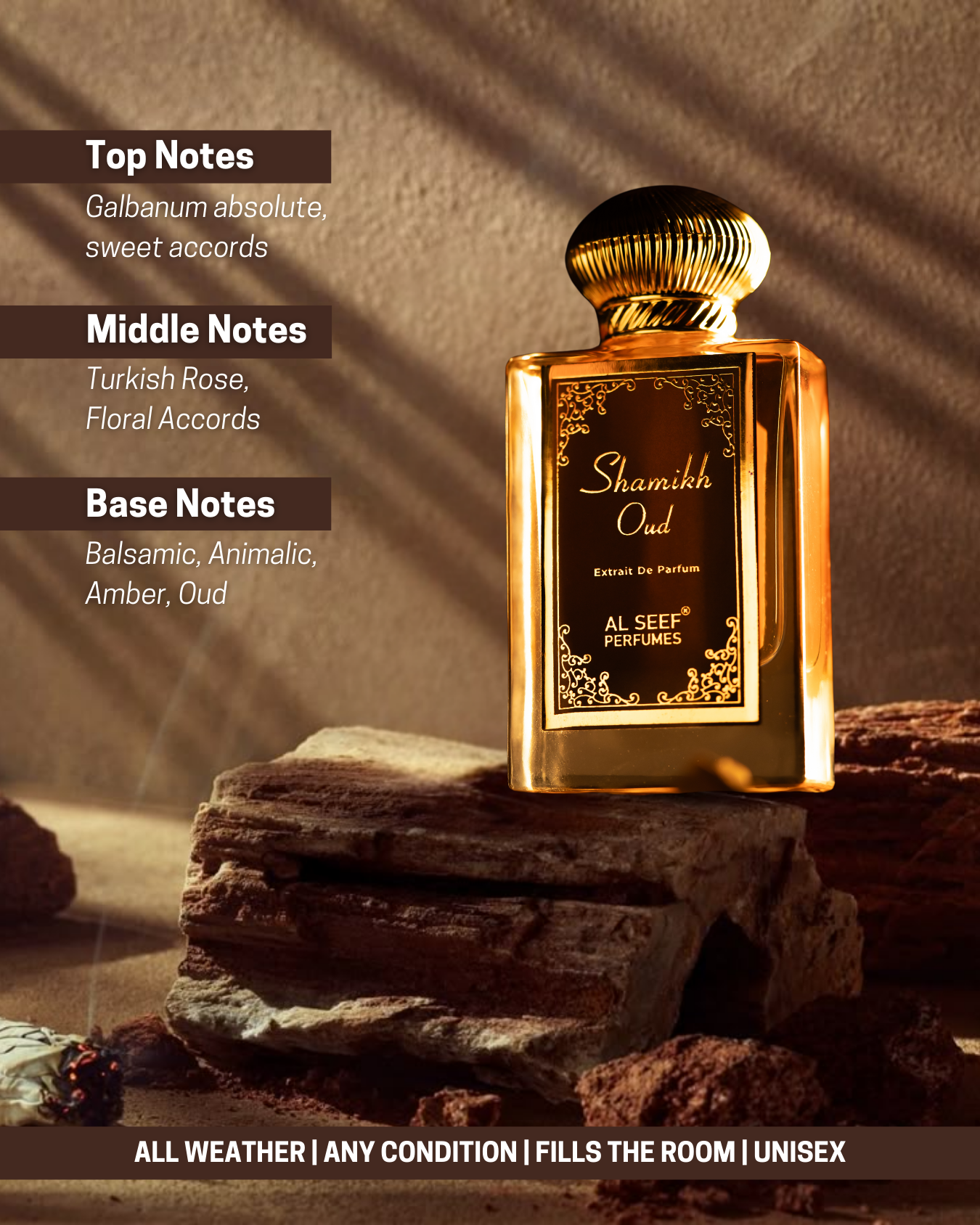 Shamikh Oud Premium Unisex Perfume Spray (50ml) | Extrait De Parfum (40%) Concentration | Luxury Fragrance For Him and Her