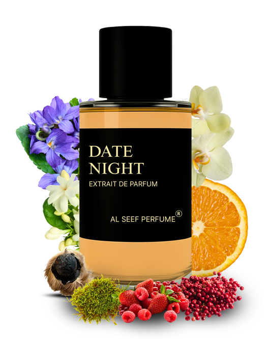 DATE NIGHT Premium Unisex Perfume Spray (30ml, 50ml, 100ml) | Extrait De Parfum (40%) Concentration | Luxury Fragrance For Him and Her.