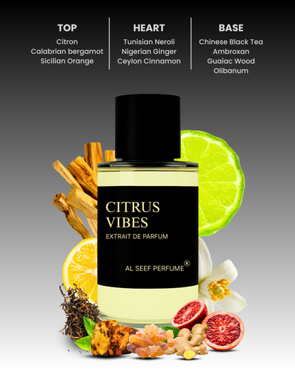 CITRUS VIBES Premium Unisex Perfume Spray (30ml, 100ml) | Extrait De Parfum | Luxury Fragrance For Him