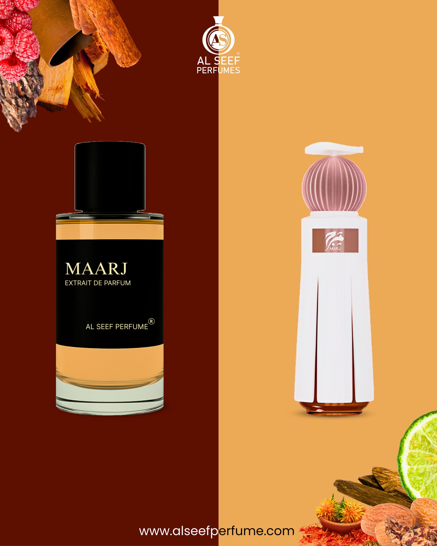 Maarj Premium Unisex Perfume Spray (100ml & 30ml) | Extrait De Parfum (40%) Concentration | Oriental Fruity Spicy Floral Woody | Luxury Fragrance For Him and Her by Al Seef Perfumes