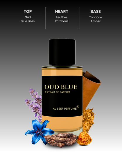 Oud Blue Premium Unisex Perfume Spray (30ml & 100ml) | Extrait De Parfum | Woody Floral Smoky Leather Earthy | Luxury Fragrance For Him and Her