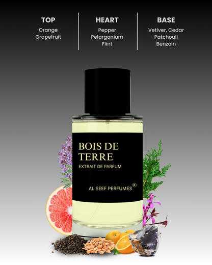 BOIS DE TERRE Premium Perfume Spray (30ml, 100ml) | Extrait De Parfum | Luxury Fragrance For Him