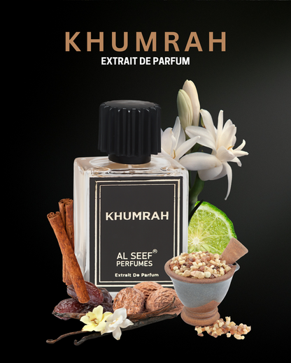 Khumrah Premium Unisex Perfume Spray (50ml) | Extrait De Parfum (40%) Concentration | Sweet, Creamy, Floral, Balsamic, Warm | Luxury Fragrance For Him and Her by Al Seef Perfumes