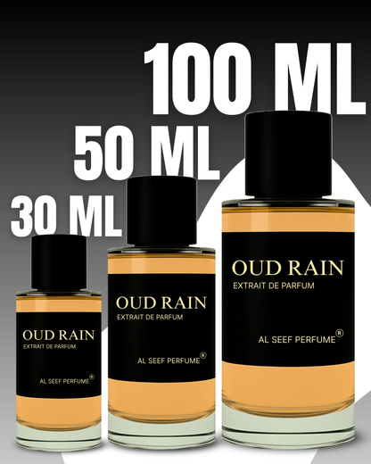 OUD RAIN Premium Unisex Perfume Spray (30ml, 50ml, 100ml) | Extrait De Parfum (40%) Concentration | Luxury Fragrance For Him and Her.