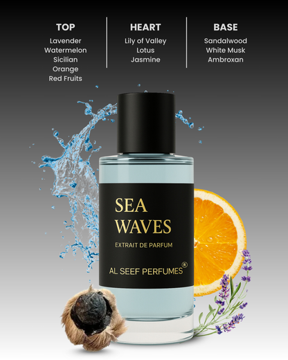 Sea Waves Perfume for Men (50ml & 100ml)| Extrait De Parfum (40%) Concentration | Ozonic Aquatic Floral Musky | Luxury Fragrance
