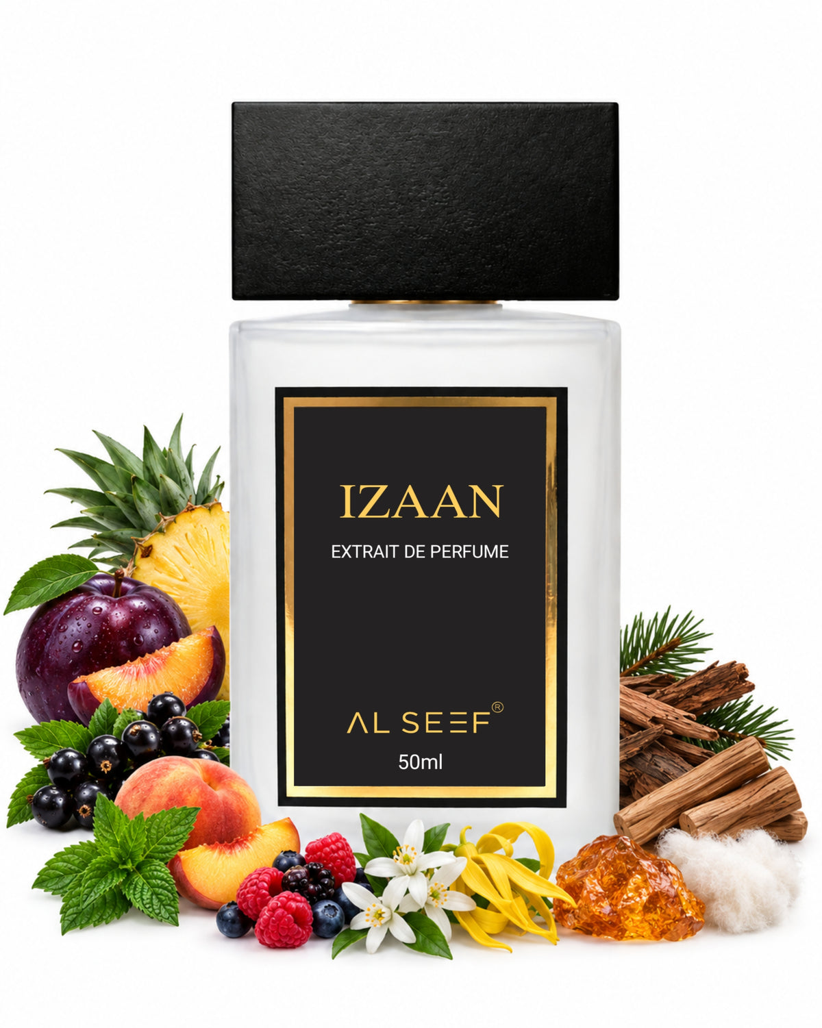 Izaan Premium Unisex Perfume Spray (50ml) | Extrait De Parfum (40%) Concentration | Fruity Floral Woody Musky | Luxury Fragrance For Him and Her by Al Seef Perfumes