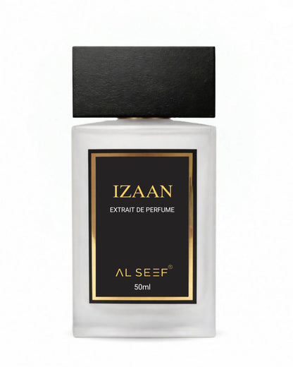 Izaan Premium Unisex Perfume Spray (50ml) | Extrait De Parfum (40%) Concentration | Fruity Floral Woody Musky | Luxury Fragrance For Him and Her by Al Seef Perfumes
