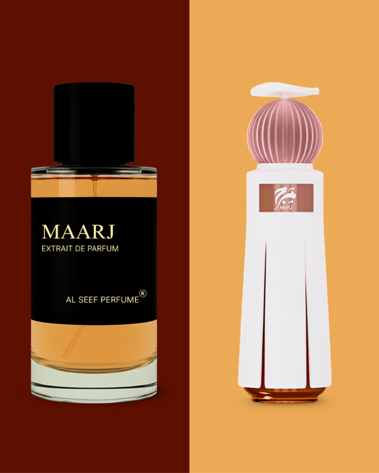 Maarj Premium Unisex Perfume Spray (100ml & 30ml) | Extrait De Parfum  | Oriental Fruity Spicy Floral Woody | Luxury Fragrance For Him and Her by Al Seef Perfumes