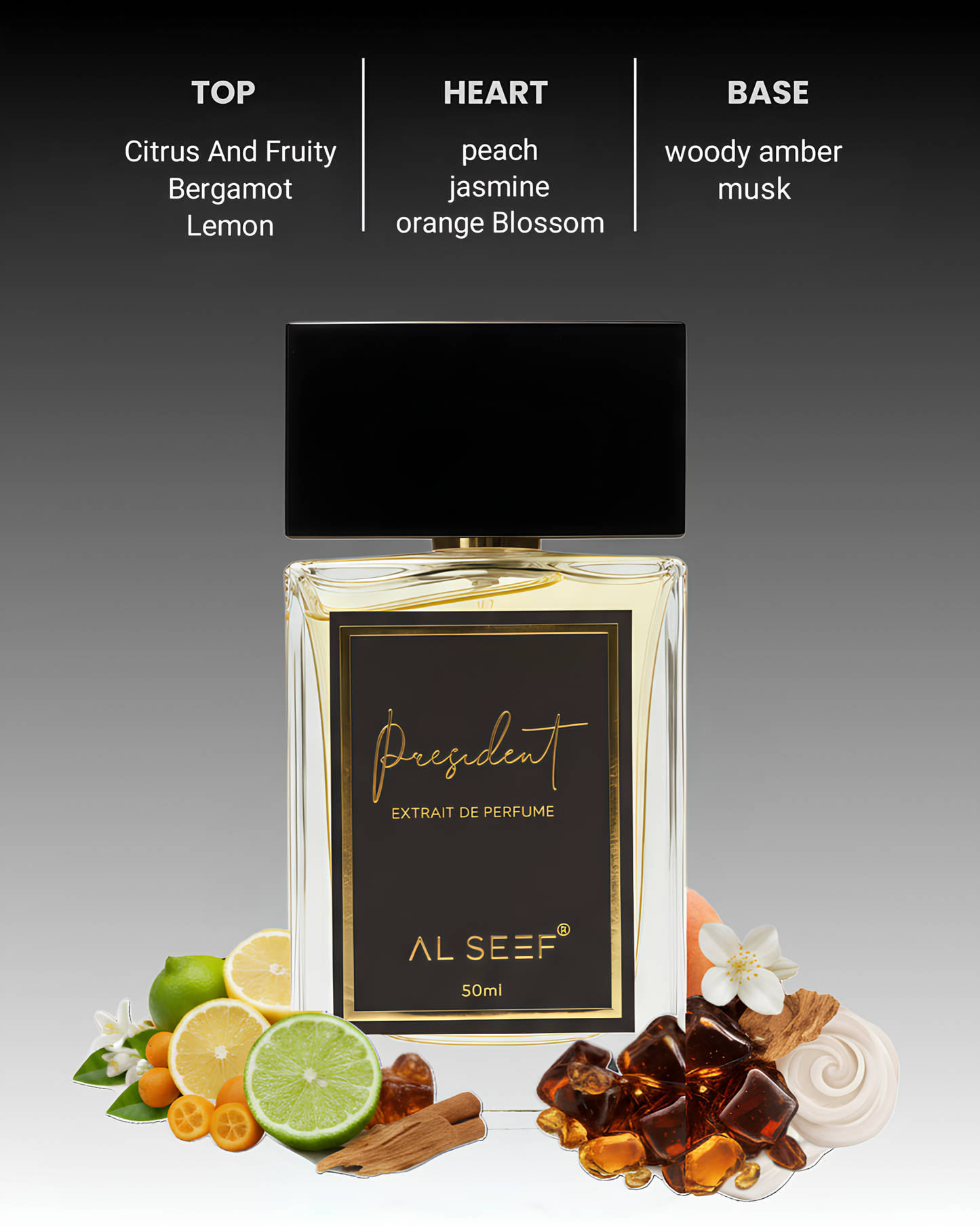 PRESIDENT Premium Unisex Perfume Spray (50ml) | Extrait De Parfum | Luxury Fragrance For Him and Her