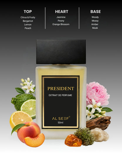 PRESIDENT Premium Unisex Perfume Spray (50ml) | Extrait De Parfum | Luxury Fragrance For Him and Her