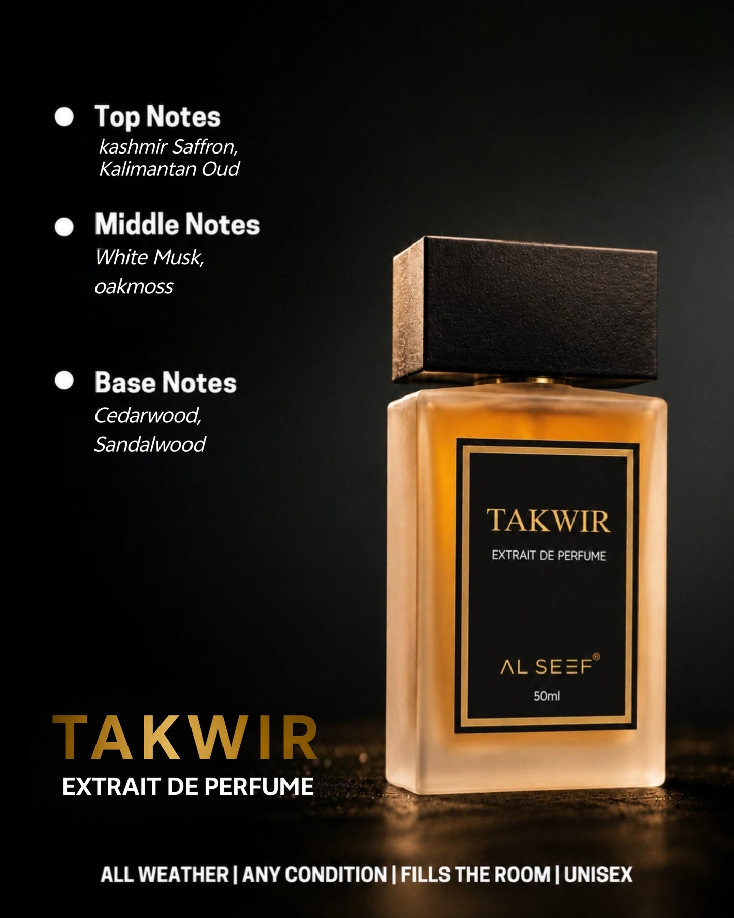 TAKWIR Premium Unisex Perfume Spray (50ml) | Extrait De Parfum | Luxury Fragrance For Him and Her